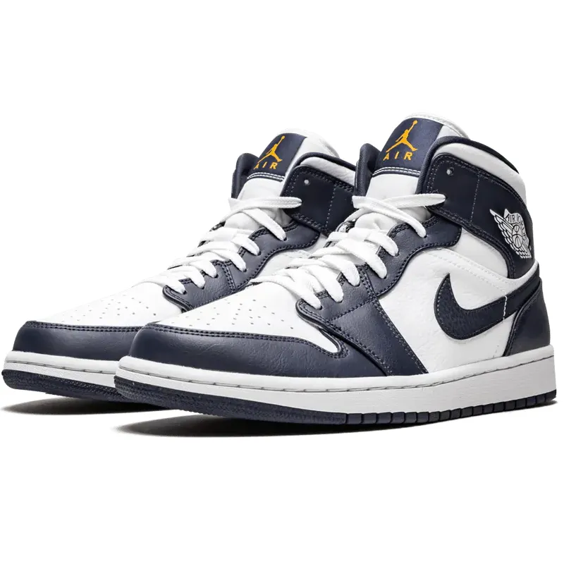 Air Jordan 1 Mid Obsidian White Metallic Gold