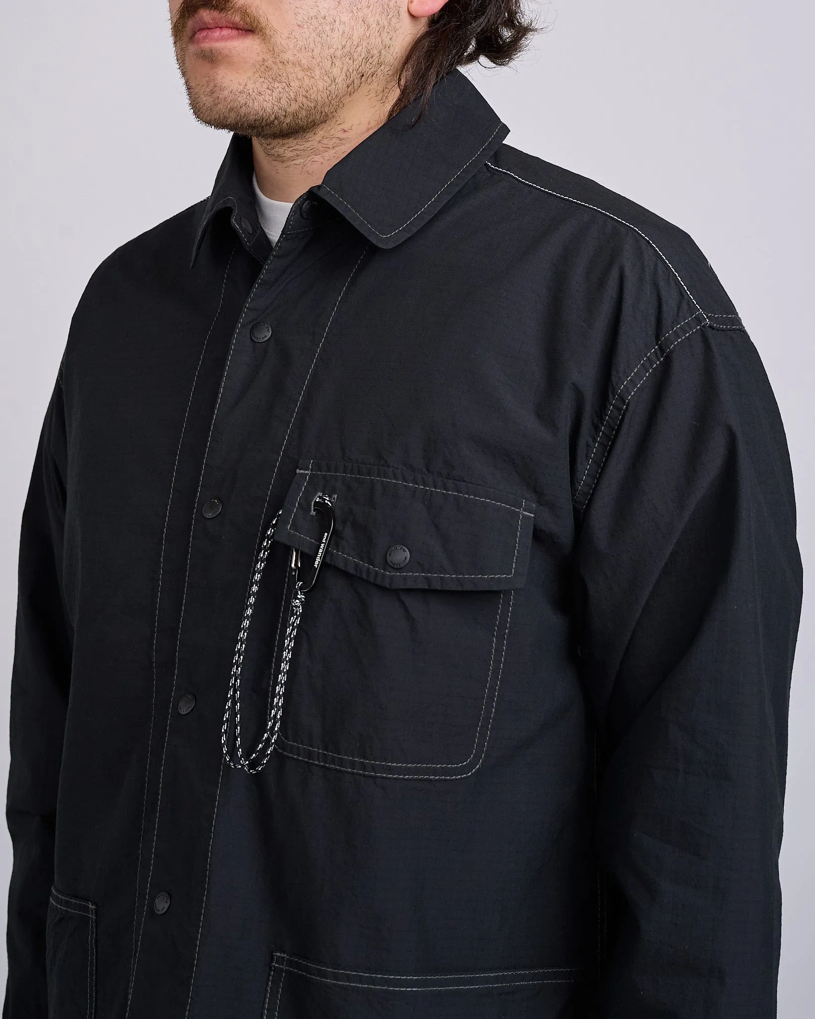 and wander Cordura Cotton Rip Shirt Jacket Black