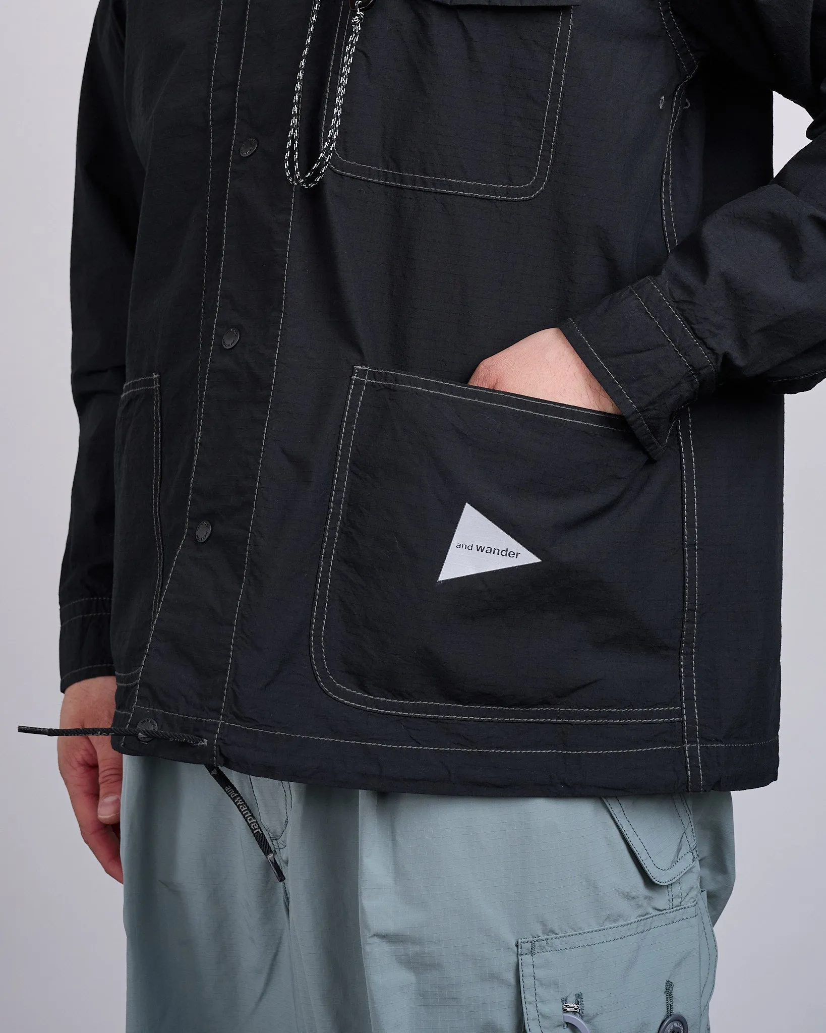 and wander Cordura Cotton Rip Shirt Jacket Black