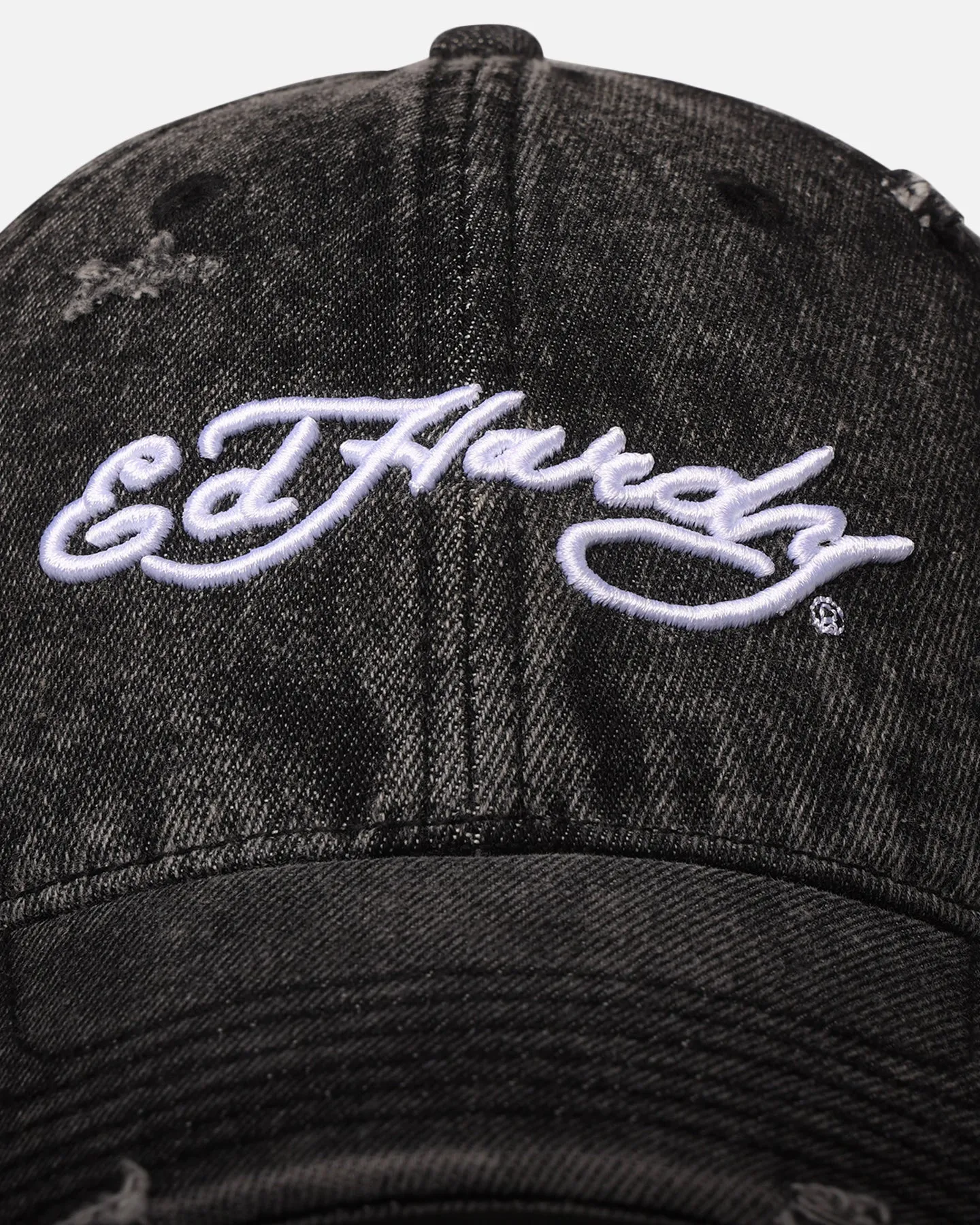 Ed Hardy Distressed Denim Strapback Cap Black Wash