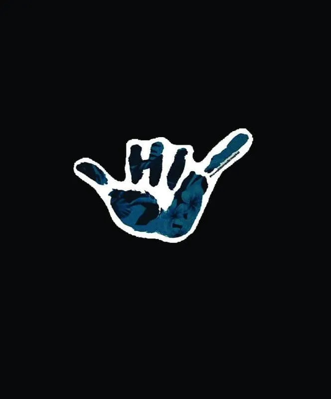 Hawaii Domestic Market - 4 HDM Small Shaka Blue Floral Sticker