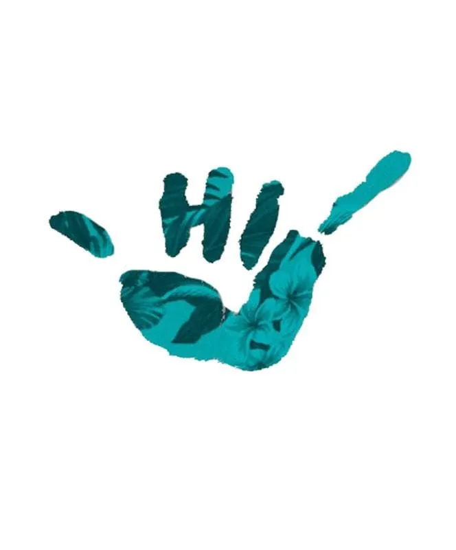 Hawaii Domestic Market - 6 HDM Blue Floral Shaka Sticker