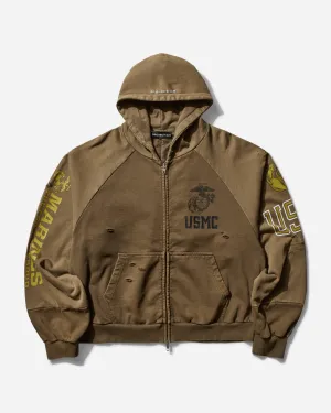 Men's Reconstructed Folded Zip Hoodie Khaki
