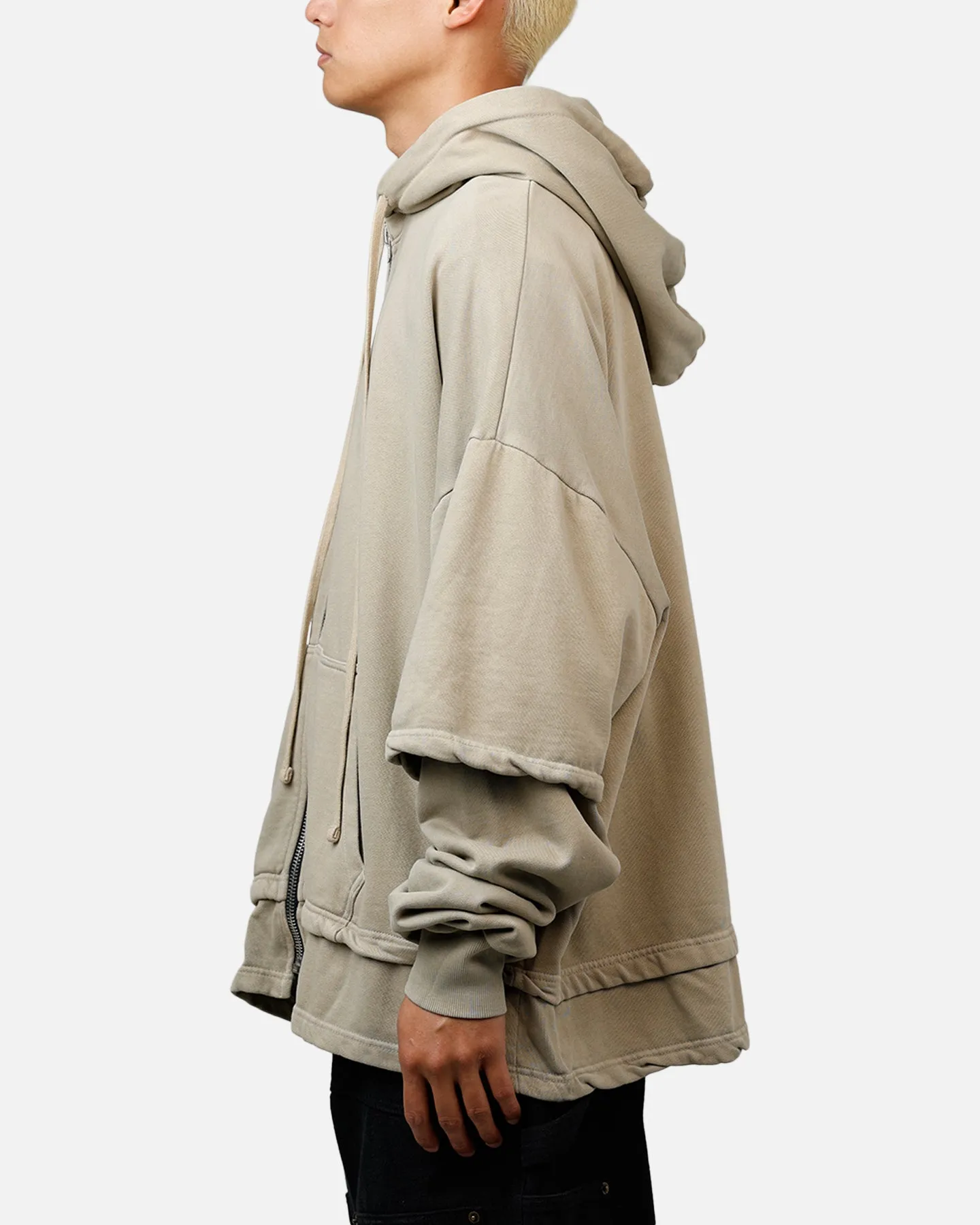 MNML Double Layer Zipper Sweater Washed Earth