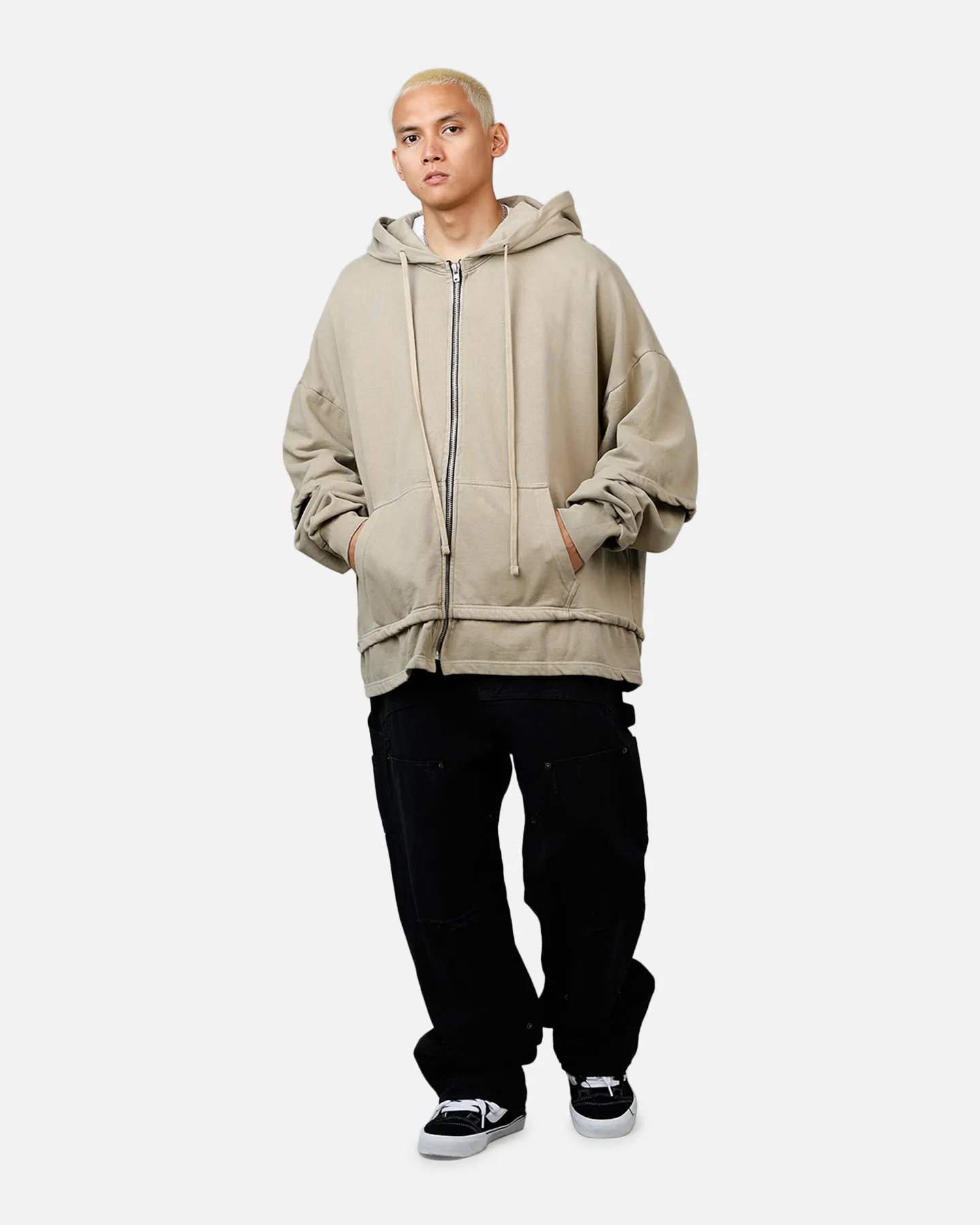 MNML Double Layer Zipper Sweater Washed Earth