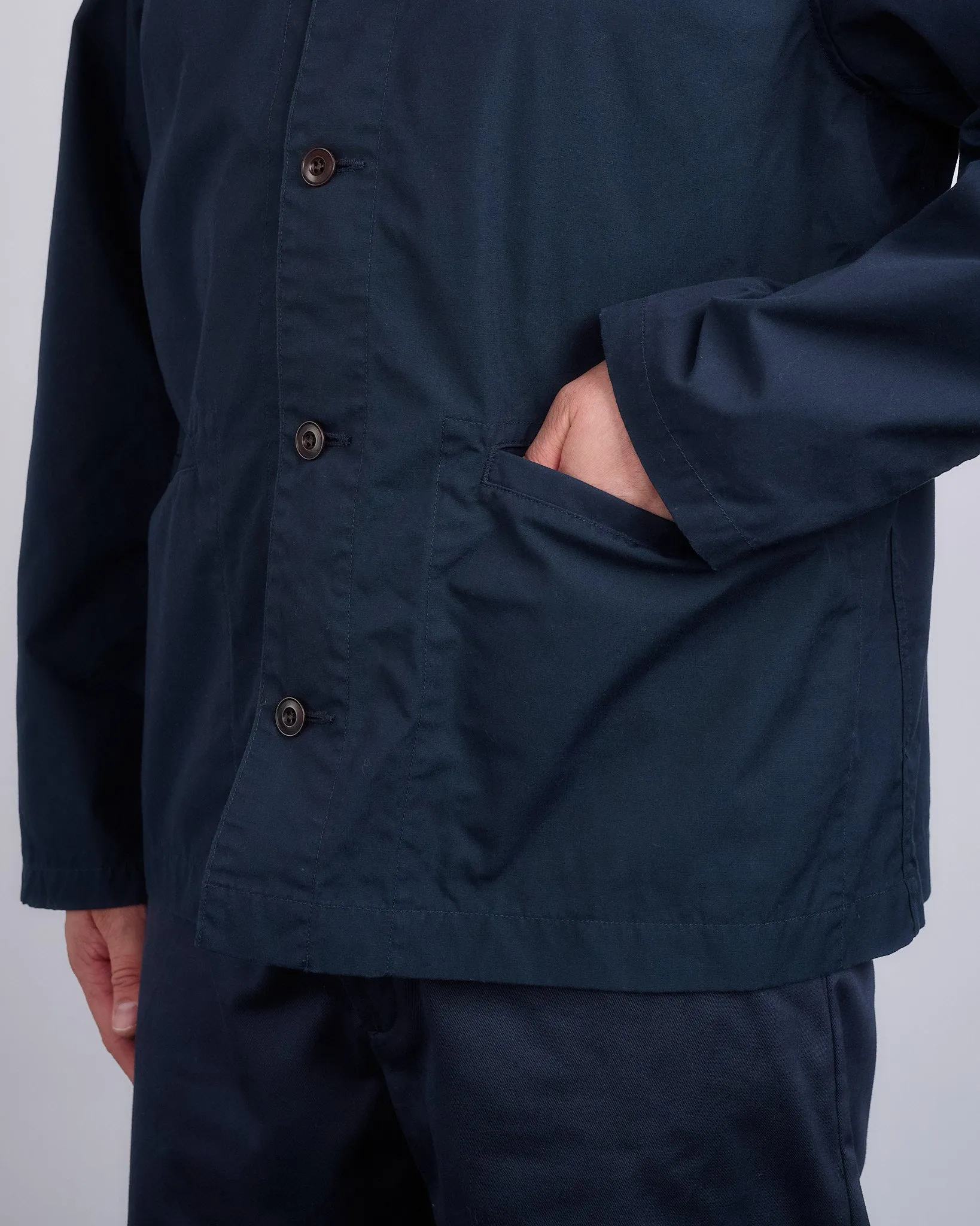 nanamica Band Collar Weather Cloth Jacket Navy