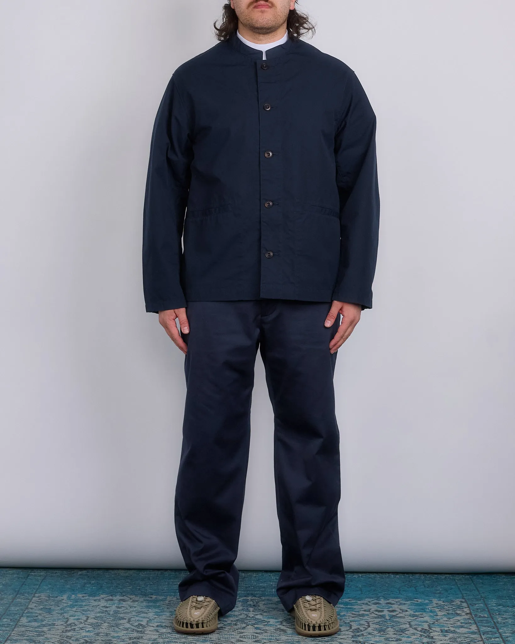 nanamica Band Collar Weather Cloth Jacket Navy