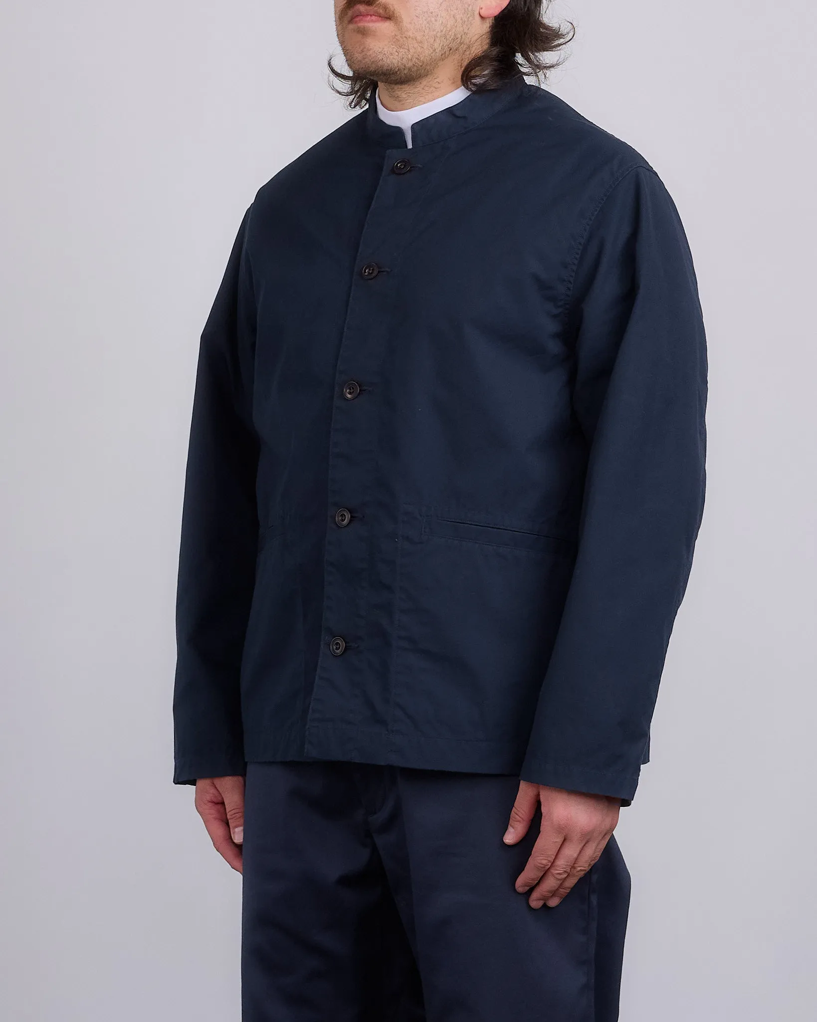 nanamica Band Collar Weather Cloth Jacket Navy
