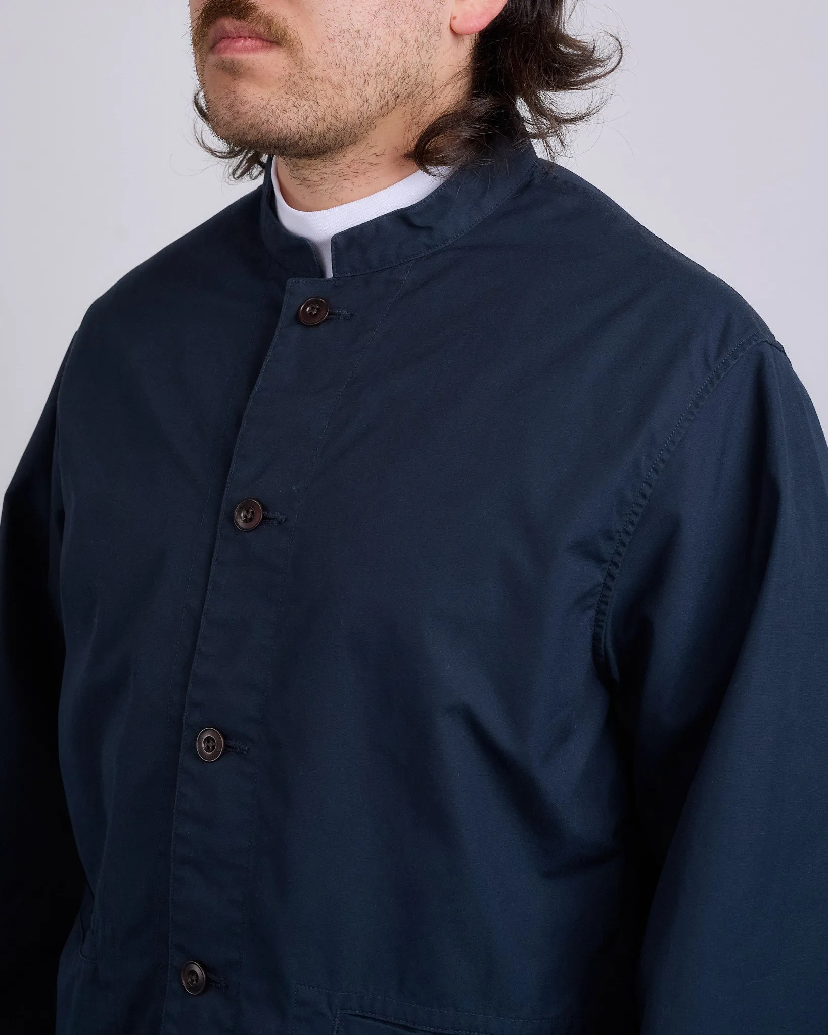 nanamica Band Collar Weather Cloth Jacket Navy