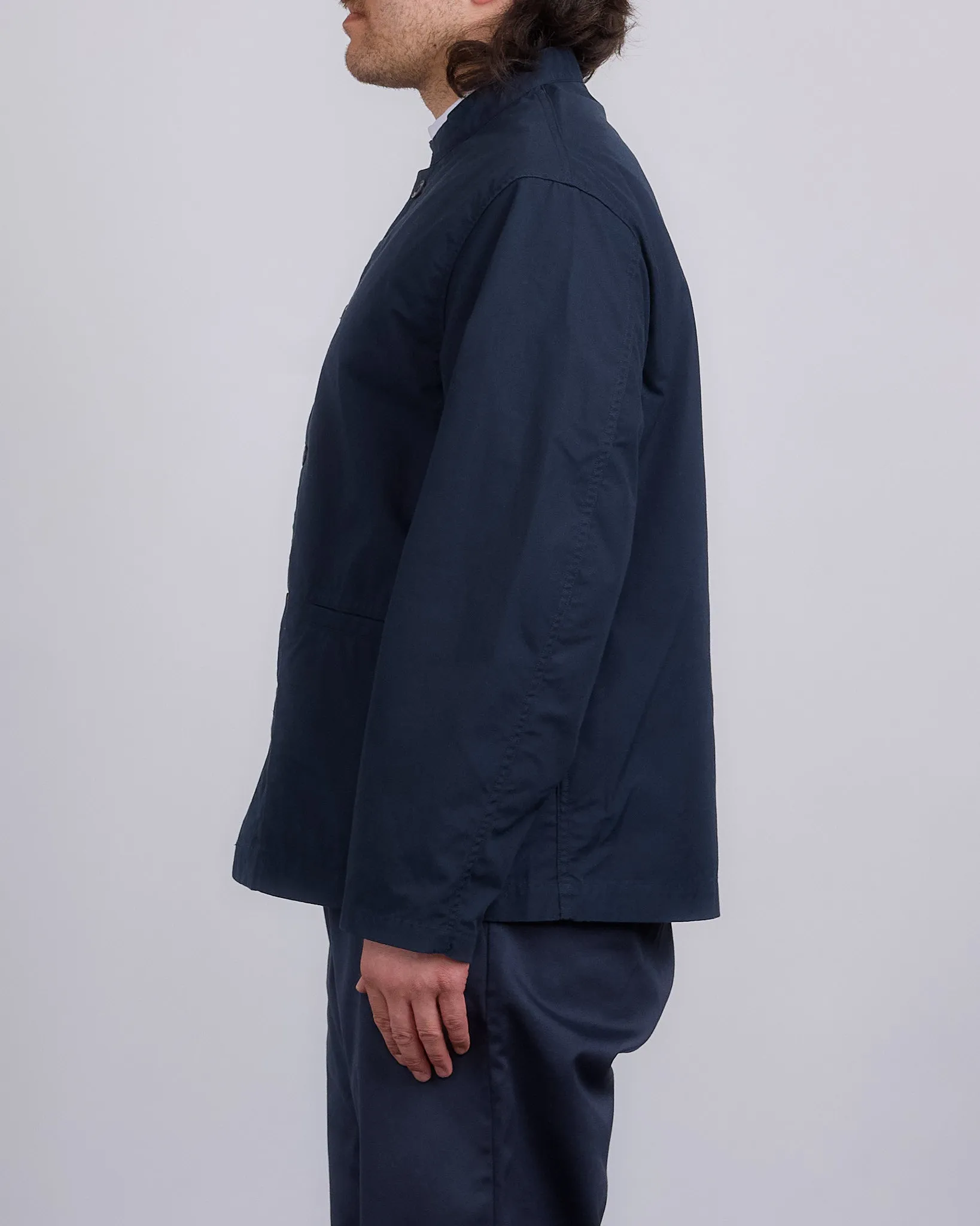 nanamica Band Collar Weather Cloth Jacket Navy