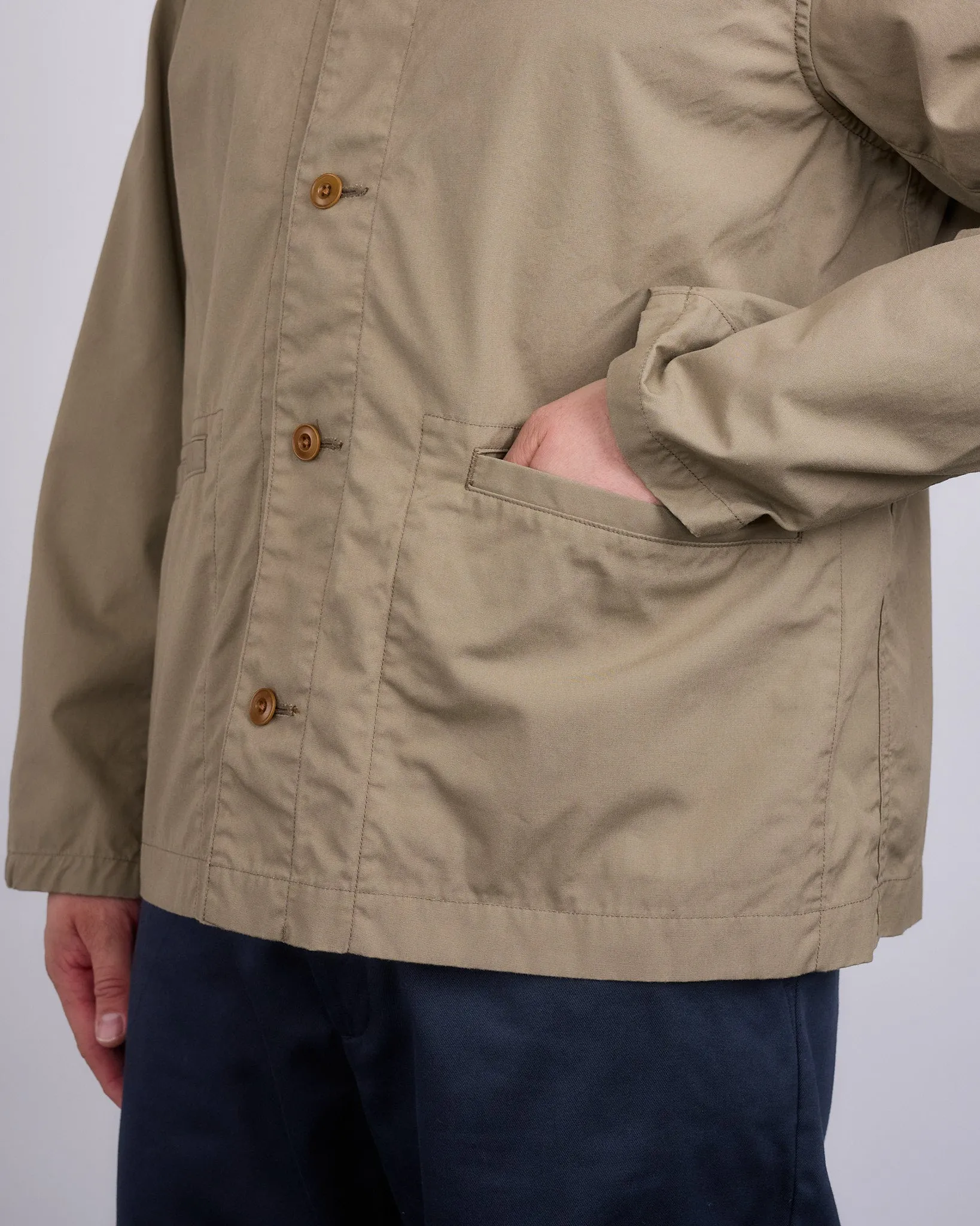 nanamica Band Collar Weather Cloth Jacket Taupe