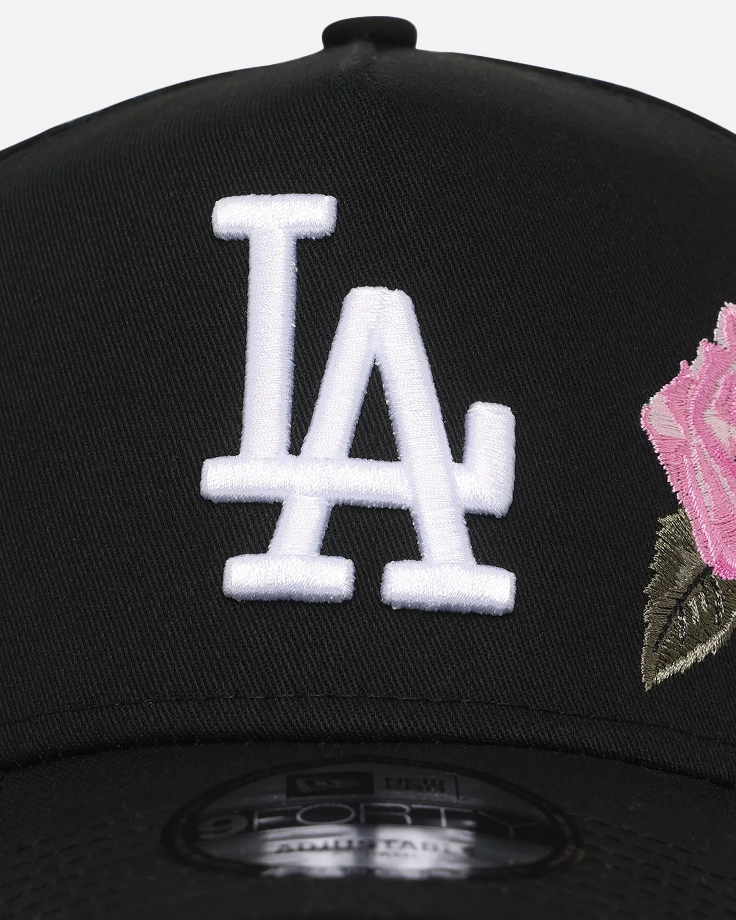 New Era Los Angeles Dodgers 'Pink Rose Embroidery' 9FORTY A-Frame Snapback Black/Pink