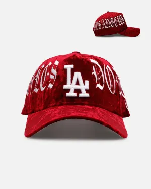 New Era Los Angeles Dodgers 'Velvet Gothic Script' 9FORTY A-Frame Snapback Maroon