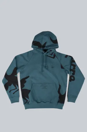 PARRA CLIPPED WINGS HOODED SWEATSHIRT DEEP SEA GREEN