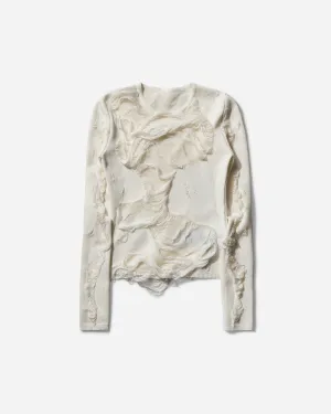 Women's Distressed Crewneck Sweater Off White